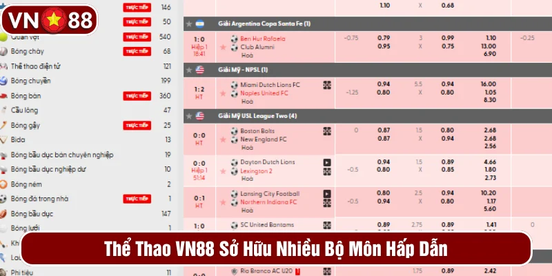 Cược thể thao VN88 với nhiều bộ môn hấp dẫn 
