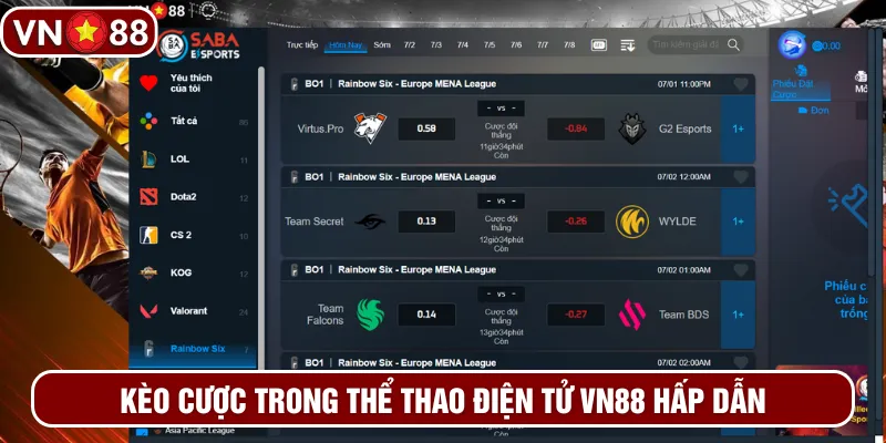 Kèo trong E-sports VN88 cập nhật thông tin chân thực
