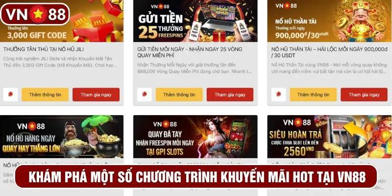 Khám phá một số chương trình khuyến mãi hot tại VN88