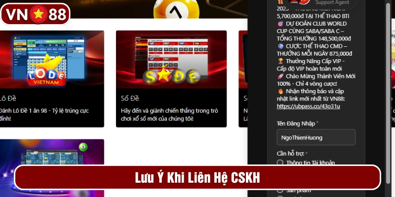 Lưu ý khi liên hệ CSKH