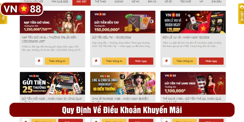 Quy định về chương trình ưu đãi VN88 