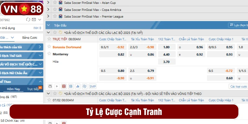 VN88 sở hữu mức tỷ lệ kèo cược cạnh tranh 
