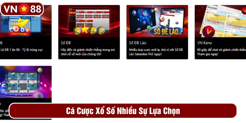 Sảnh cược xổ số với nhiều sự lựa chọn